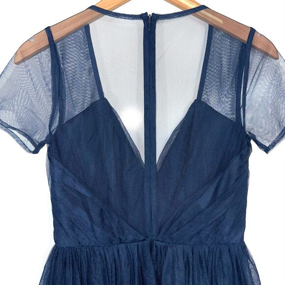 Elegant Navy Blue Mesh Dress - Picture 13 of 16